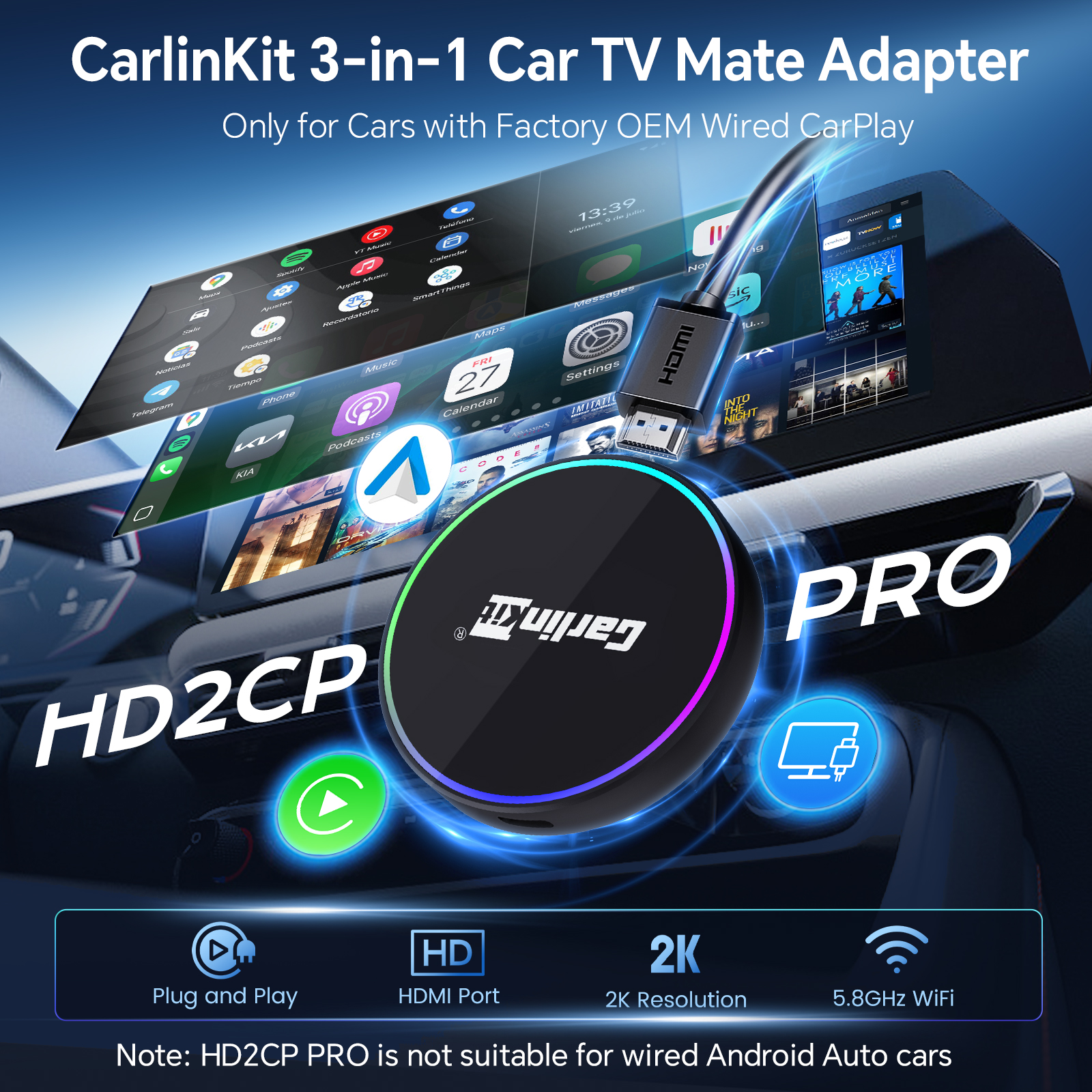 Smart Home Tv - HD2CP Pro CarlinKit Wireless Adapter HDMI