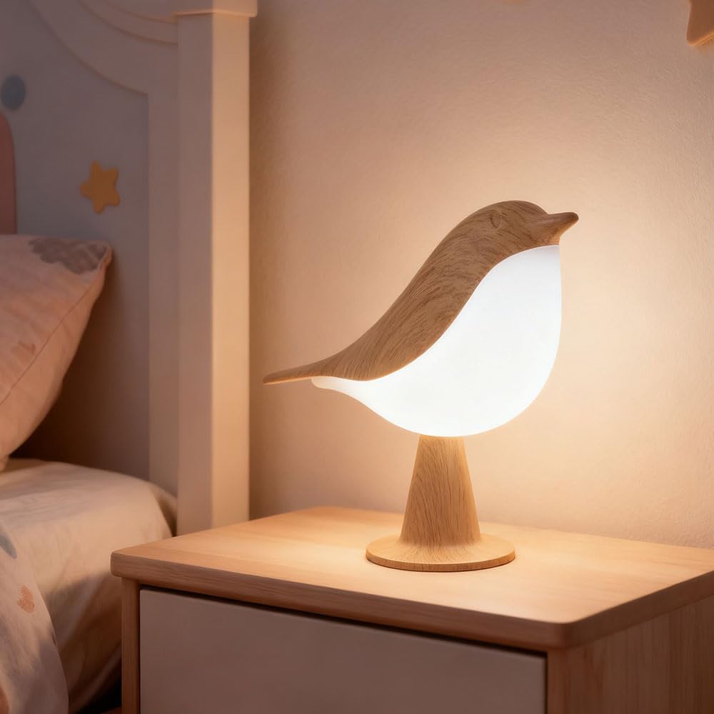 Temperature Sensor - Cordless Bird Table Lamp, 3 Color