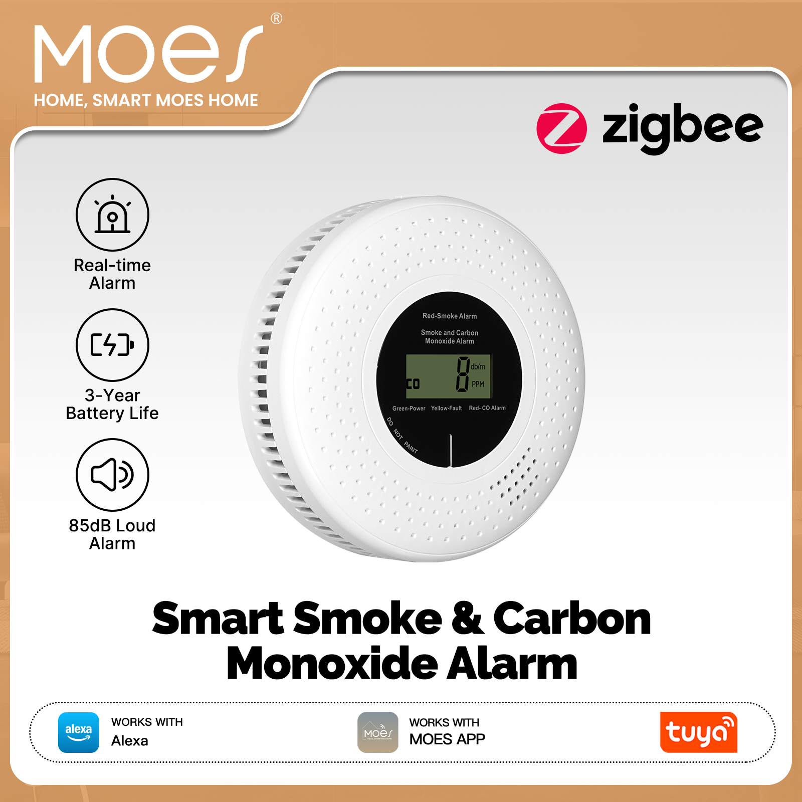 MOES Tuya Zigbee Smart Smoke C - مراجعة Smart Smoke Detector وسعره