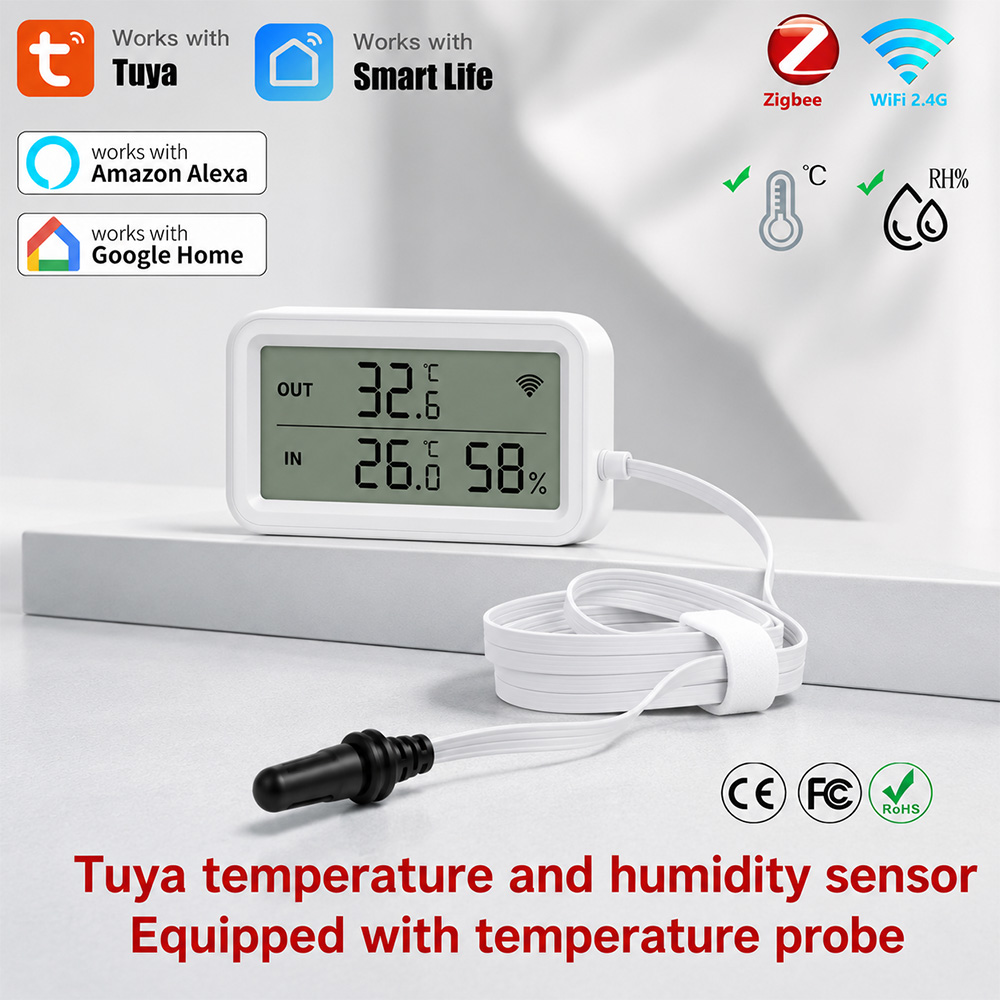 Tuya Zigbee WiFi Temp Humidity - مراجعة Smart Home Alexa وسعره
