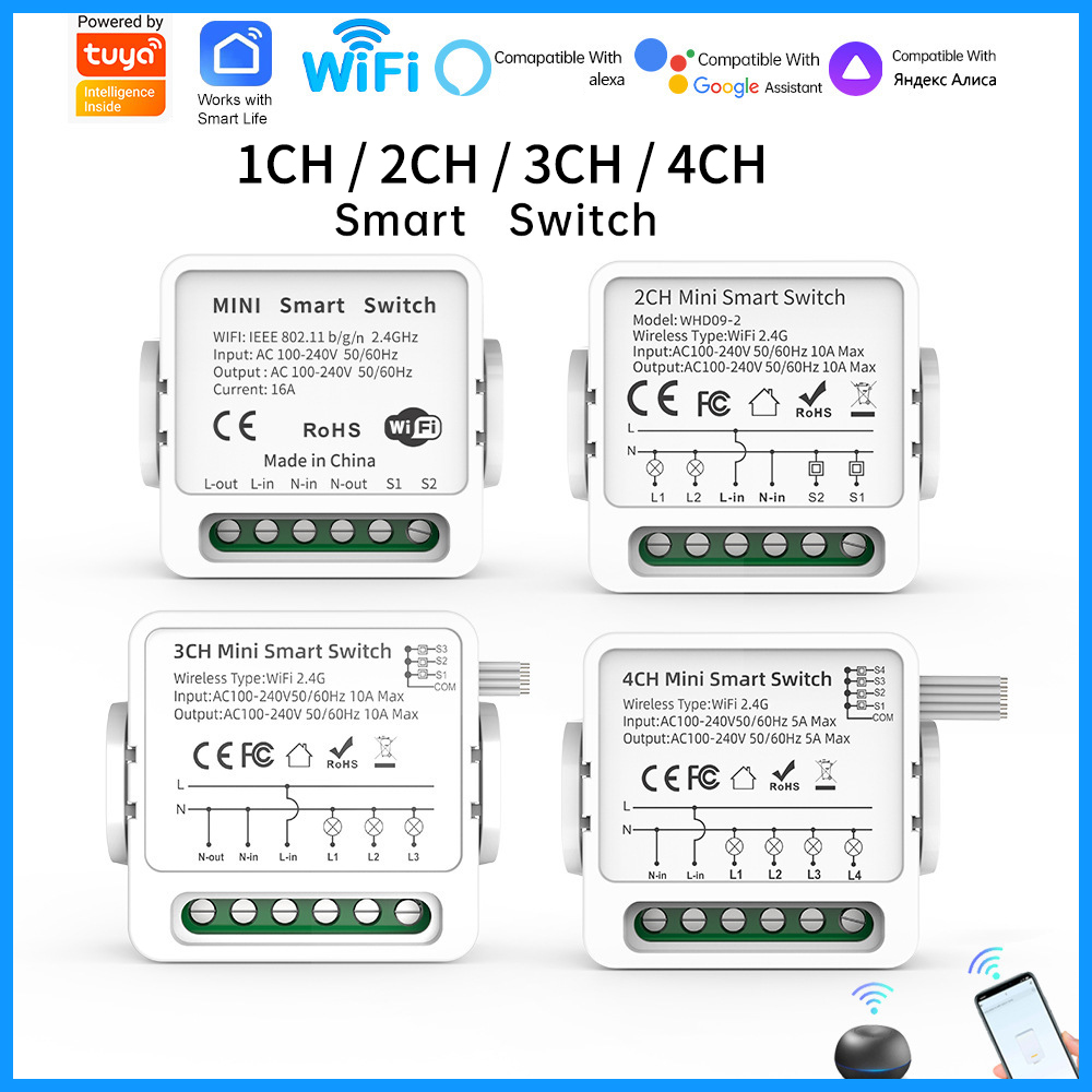 Tuya WiFi Smart Switch 1/2/3/4 - مراجعة Smart Home Alexa وسعره