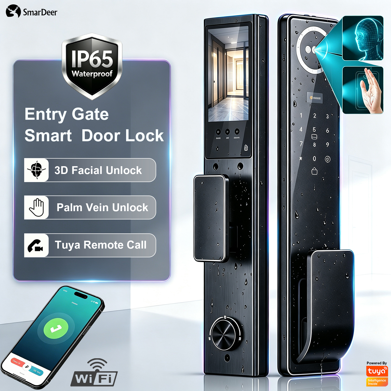 3D Face & Palm Vein Smart Door - مراجعة Smart Home Video Doorbell App وسعره