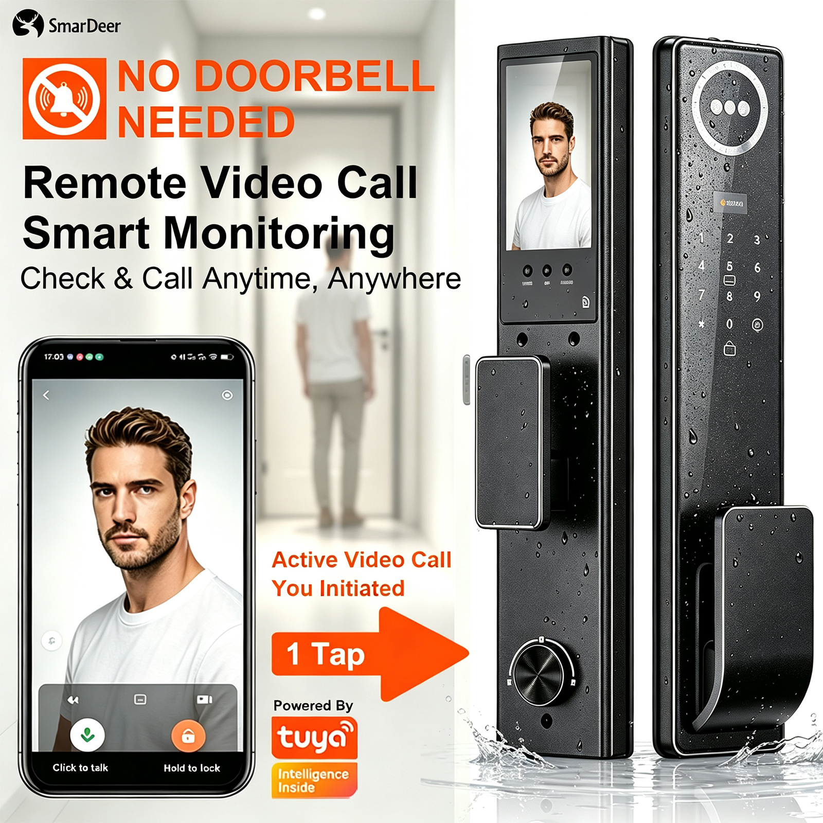 3D Face & Palm Vein Smart Door - مراجعة Smart Home Video Doorbell App وسعره
