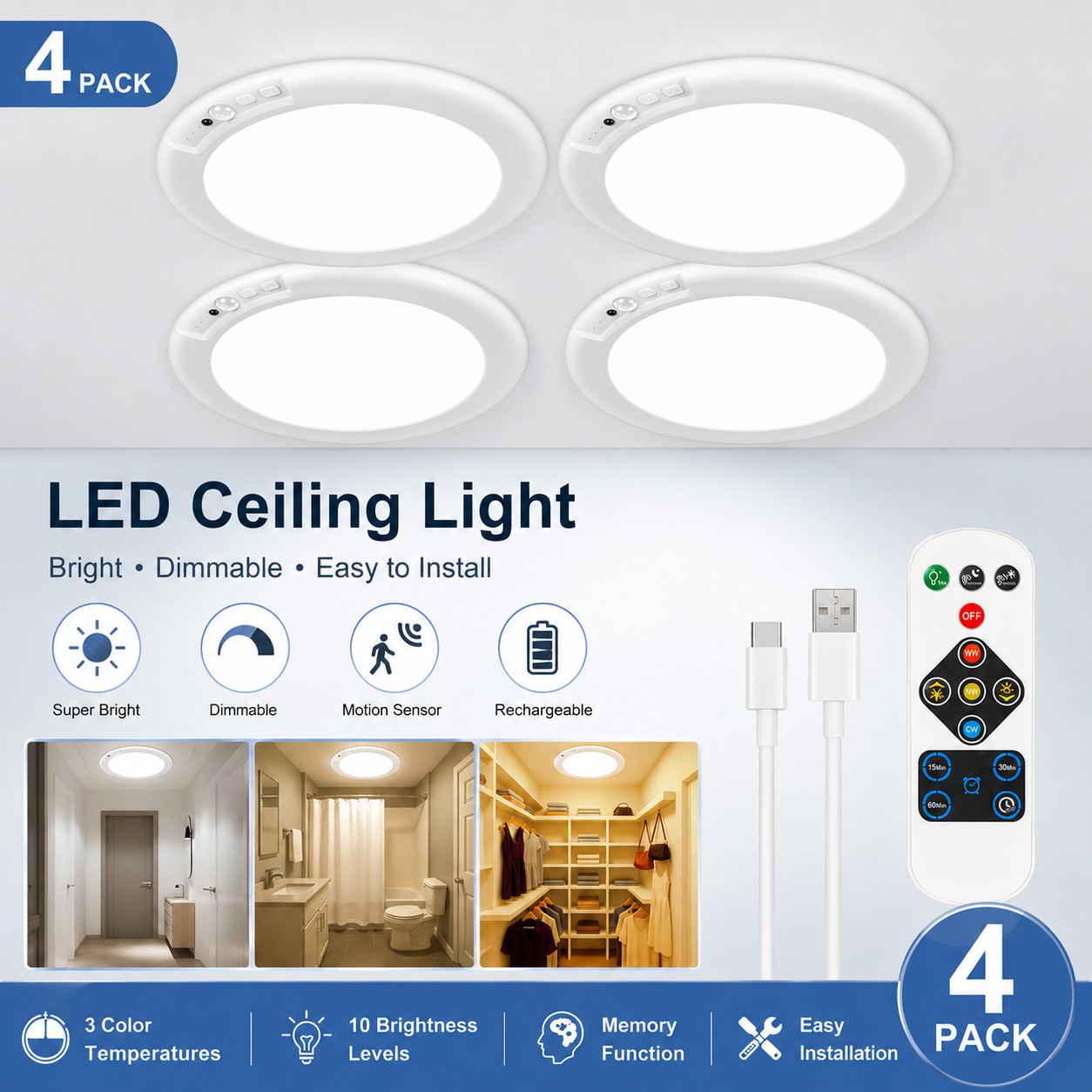 GMOX 4-Pack Rechargeable Motio - مراجعة Temperature Sensor وسعره