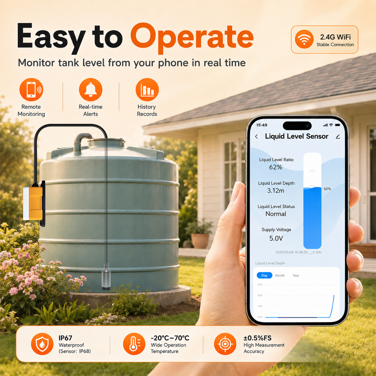Moray Elec ME202W 5M Wireless  - مراجعة Smart Home Water Level Sensor وسعره