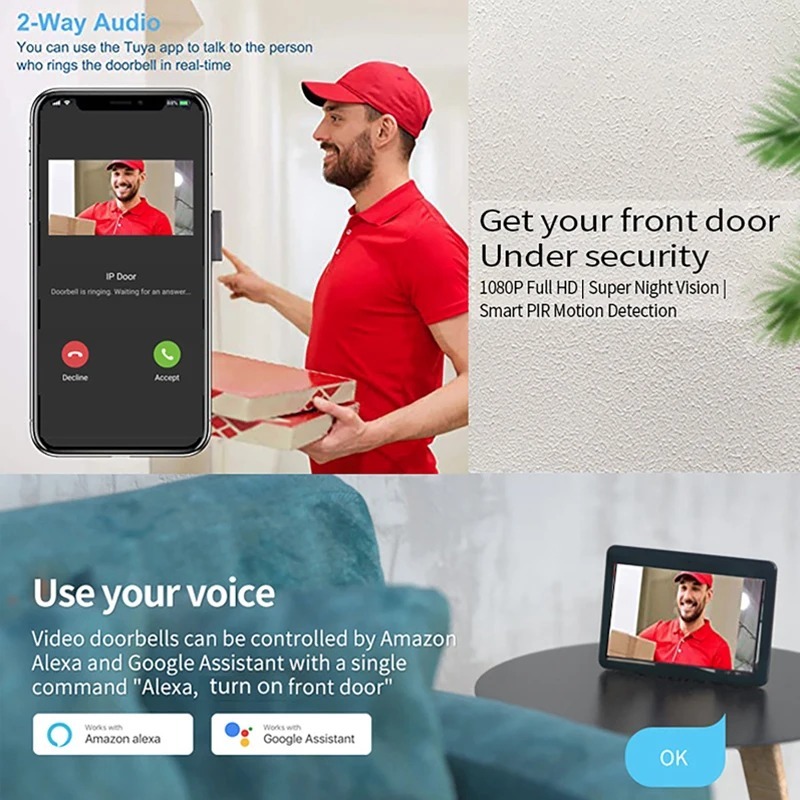Tuya 1080P Wifi Video Doorbell - مراجعة Smart Home Video Doorbell App وسعره