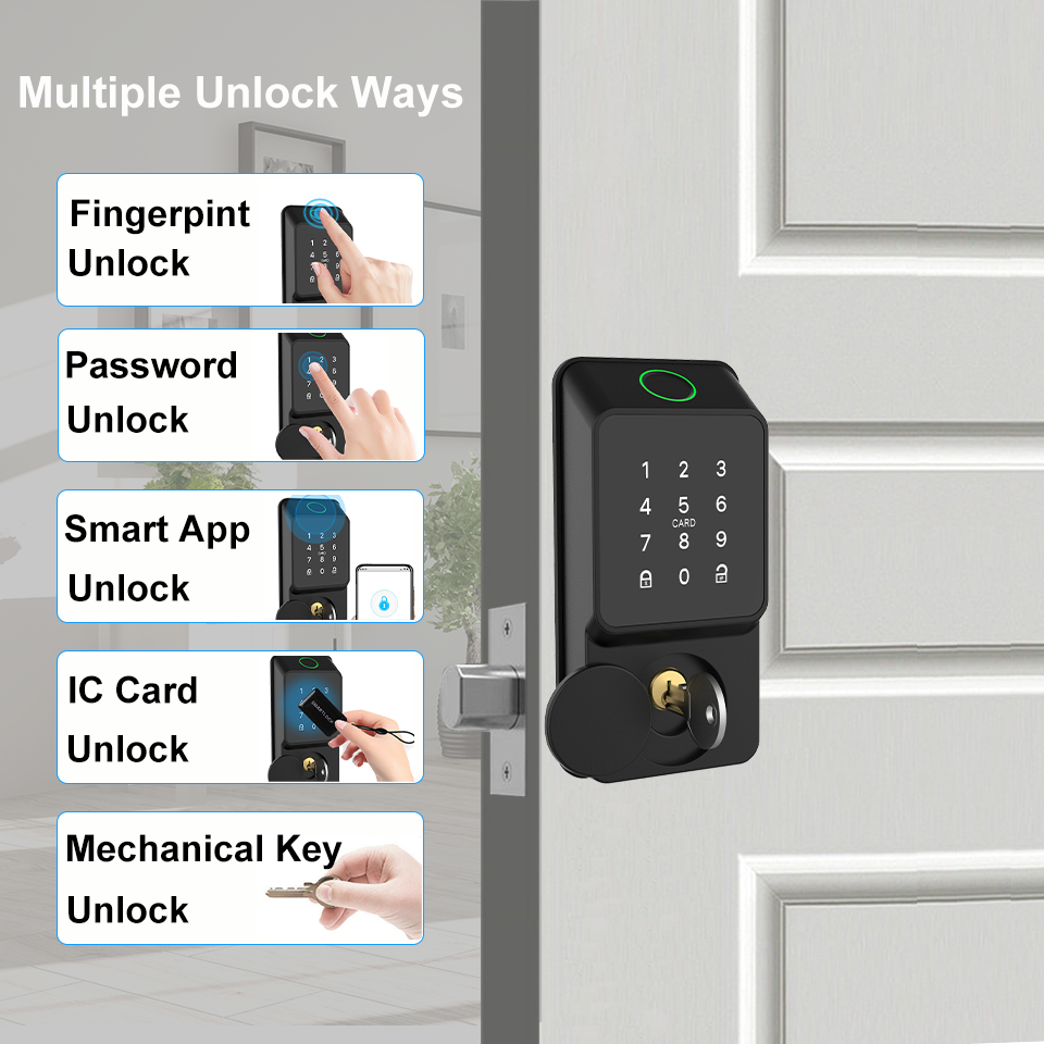 Black Smart Deadbolt Lock Fing - مراجعة Smart Door Lock وسعره