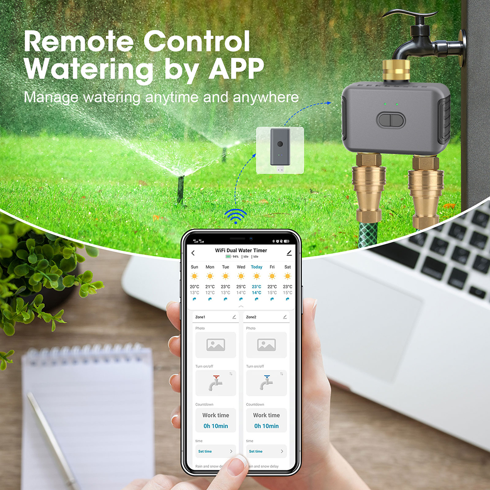 Tuya 2 Zone Watering Timer Gar - مراجعة Smart Home Alexa وسعره